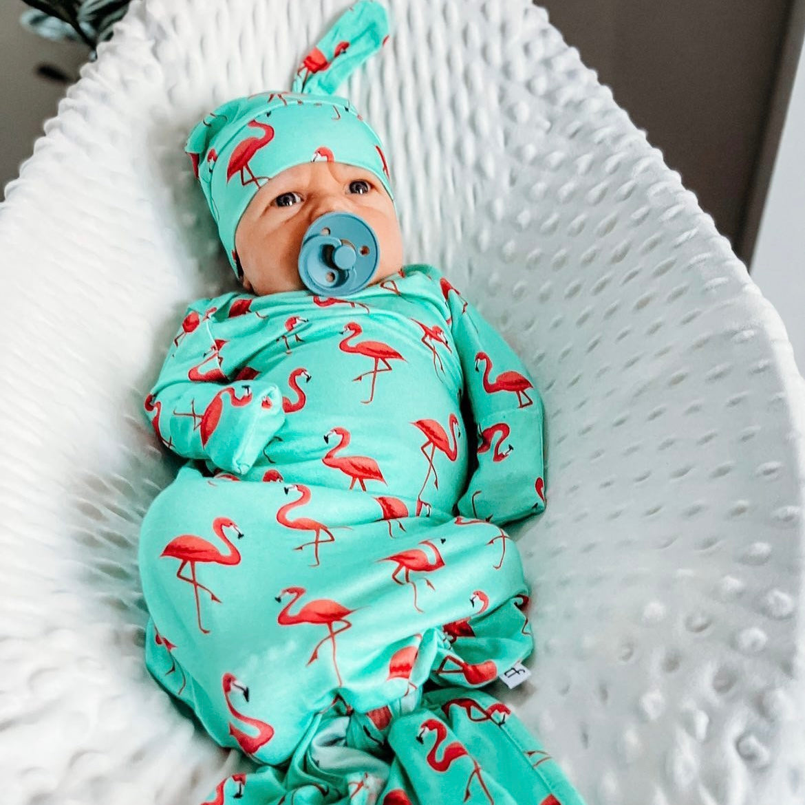 Baby in soft bamboo designer clothes